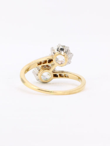 Bague 52 Bague toi et moi ancienne en or 18 carats et platine, diamants 2,60 ct 58 Facettes 1113.1