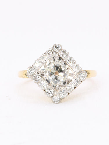 Bague 53 Bague losange en or jaune et platine, diamants taille ancienne 1,07 ct 58 Facettes 1163.9