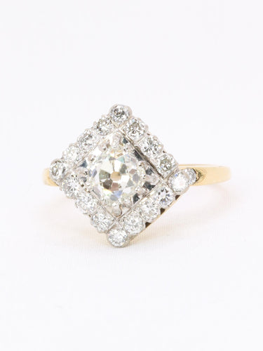 Bague 53 Bague losange en or jaune et platine, diamants taille ancienne 1,07 ct 58 Facettes 1163.9