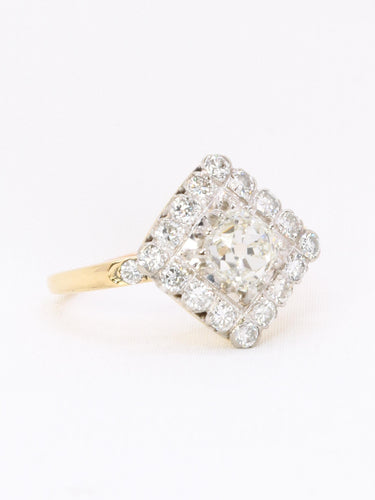 Bague 53 Bague losange en or jaune et platine, diamants taille ancienne 1,07 ct 58 Facettes 1163.9