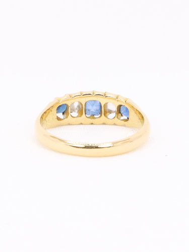 Bague 46 Bague jarretière en or jaune 18k, saphirs et diamants taille rose 58 Facettes 1181.4