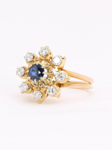 Bague 52 Bague marguerite en or jaune 18 carats saphir et diamants 58 Facettes 1CA0000002/1