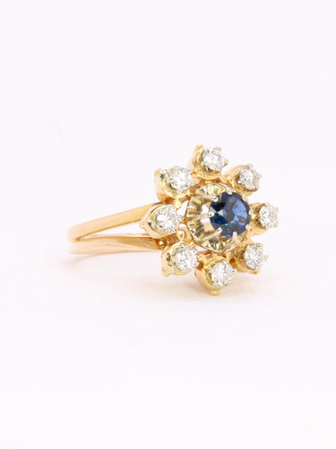 Bague 52 Bague marguerite en or jaune 18 carats saphir et diamants 58 Facettes 1CA0000002/1