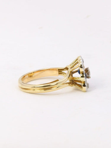 Bague 53 Bague carrée en or jaune et platine, saphirs et diamants 58 Facettes 963