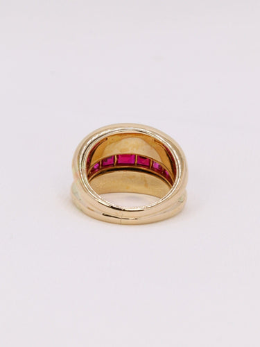 Bague 52 Bague jonc vintage en or jaune 18k et rubis synthétiques calibrés 58 Facettes 1049.2