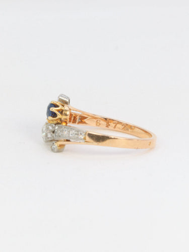 Bague 53 Bague Toi et Moi en or jaune avec saphir et diamants 58 Facettes 478