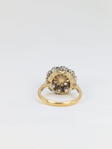 Bague 55.5 Bague marguerite en or jaune et argent avec diamants et perle fine 58 Facettes 685