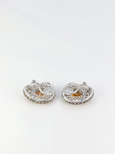 Boucles d'oreilles Clips d’oreilles vintage en or jaune 18 carats, citrines et diamants 58 Facettes 520