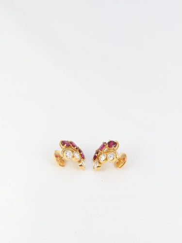 Boucles d'oreilles Boucles d’oreilles vintage en or, diamants et grenats 58 Facettes 391.17