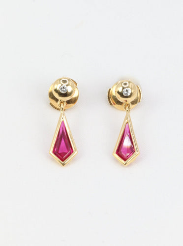 Boucles d'oreilles Boucles d’oreilles vintage en or 18k et tourmalines roses 58 Facettes 666