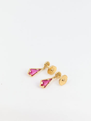 Boucles d'oreilles Boucles d’oreilles vintage en or 18k et tourmalines roses 58 Facettes 666