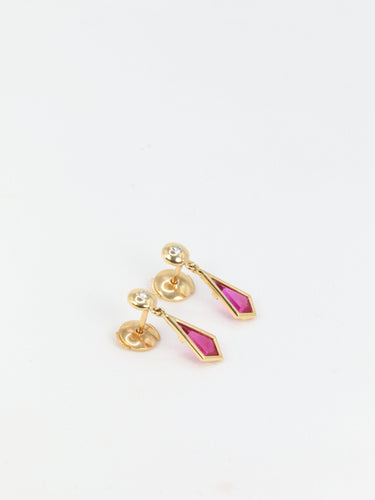 Boucles d'oreilles Boucles d’oreilles vintage en or 18k et tourmalines roses 58 Facettes 666