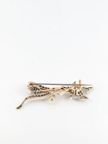 Broche Broche ancienne fleur en or 18k et argent avec diamants et perles fines 58 Facettes 275