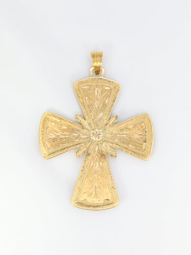 Pendentif Pendentif croix pectorale en or jaune 18k, émail et cabochons de saphirs 58 Facettes 519