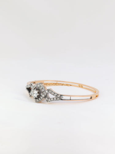 Bracelet Bracelet jonc or rose diamants taille ancienne 58 Facettes 664