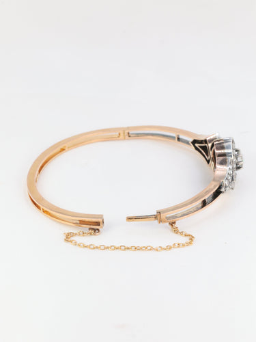 Bracelet Bracelet jonc or rose diamants taille ancienne 58 Facettes 664