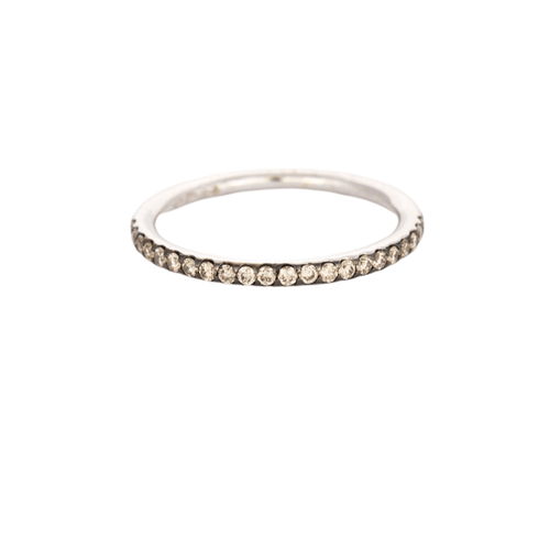 Bague 56 Demie alliance or blanc diamants bruns 58 Facettes 311919