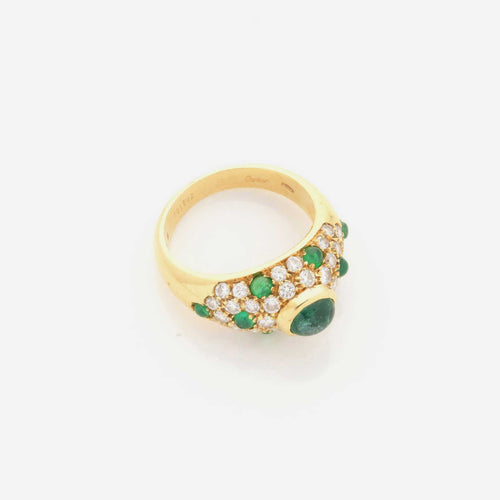 Bague 52 Cartier Corinthe - Bague en or jaune 18k, émeraudes et diamants 58 Facettes 22773