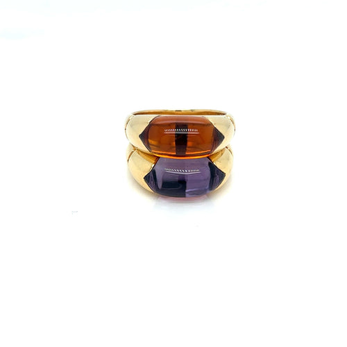Bague 53 Bulgari Celtaura - Bague vintage en or jaune 18k et citrine 58 Facettes