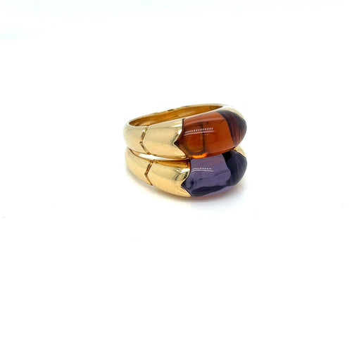 Bague 53 Bulgari Celtaura - Bague vintage en or jaune 18k et citrine 58 Facettes