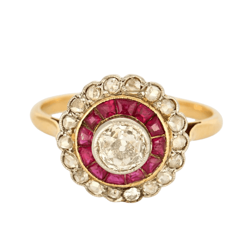 Bague 59 Bague or jaune, rubis calibrés et diamants 58 Facettes DV0777-5-59-2