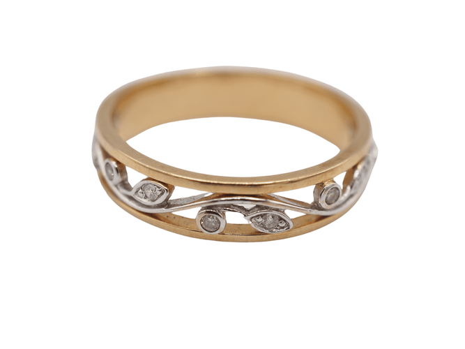 Bague 54 Bague or jaune diamant floral 58 Facettes