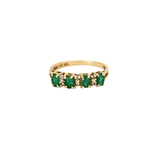 Bague 52.5 Bague or jaune rivière d'émeraudes 58 Facettes LP924
