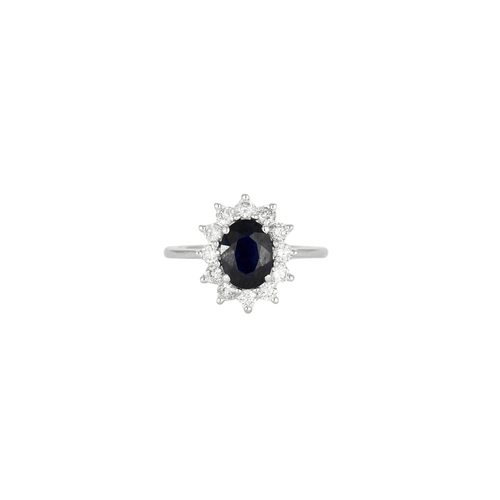 Bague Bague or blanc saphir et diamants 58 Facettes