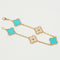 Bracelet Van Cleef & Arpels Vintage Alhambra - Bracelet 5 motifs en or jaune, turquoise et diamants 58 Facettes