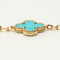 Bracelet Van Cleef & Arpels Vintage Alhambra - Bracelet 5 motifs en or jaune, turquoise et diamants 58 Facettes