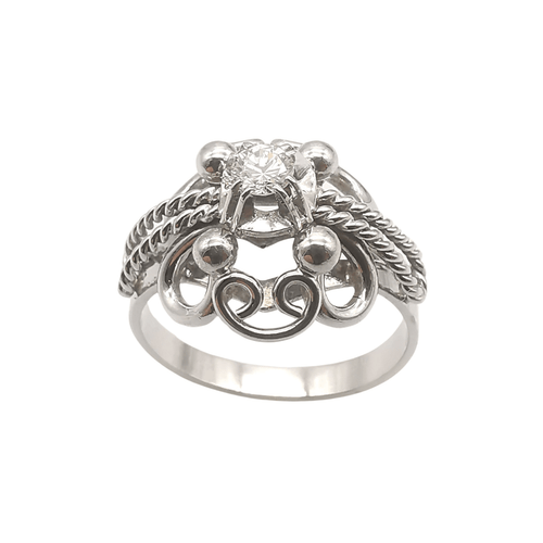 Bague 53 Bague ancienne or blanc Diamant 0.20ct 58 Facettes