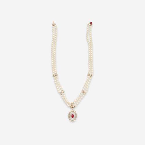 Collier Van Cleef & Arpels - Collier à perles de culture avec rubis et diamants 58 Facettes 22741