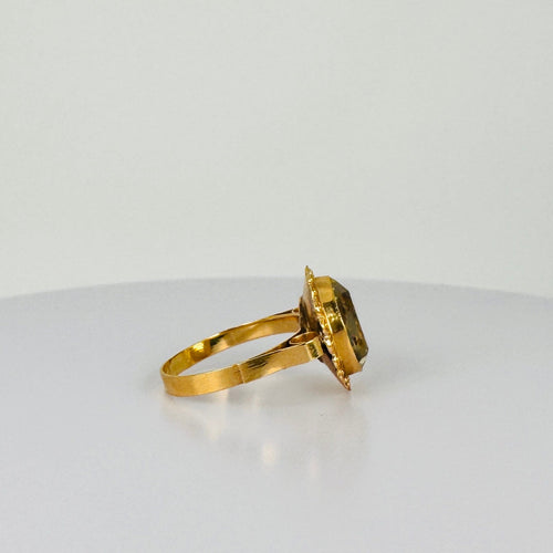 Bague Bague vintage en or jaune 18k avec citrine ovale 58 Facettes 2601019