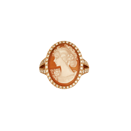 Bague 51 Bague camée en or rose et diamants 58 Facettes
