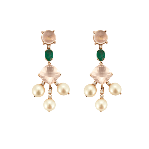Boucles d'oreilles Boucles d’oreilles transformables Quartz rose Perles 58 Facettes