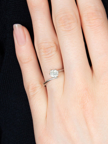 Bague 50.5 Bague solitaire en or blanc 18 carats et diamant 0,50 ct 58 Facettes BO/120040
