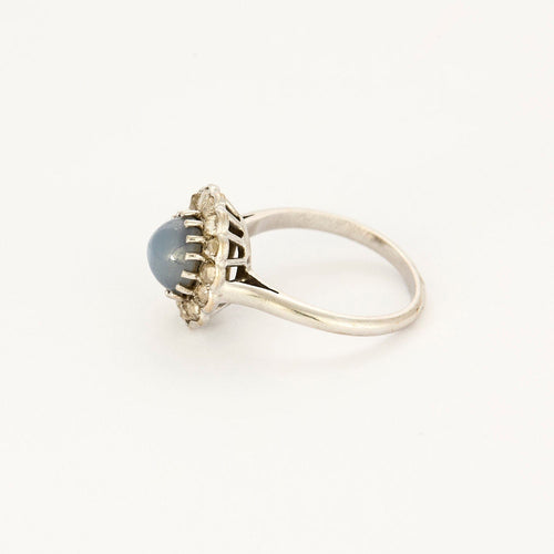 Bague 49,5 Bague en or blanc, saphir étoilée et diamants roses 58 Facettes DINA0039