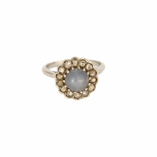 Bague 49,5 Bague en or blanc, saphir étoilée et diamants roses 58 Facettes DINA0039