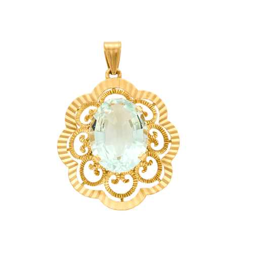 Pendentif or jaune et aigue-marine 58 Facettes DV0730-2