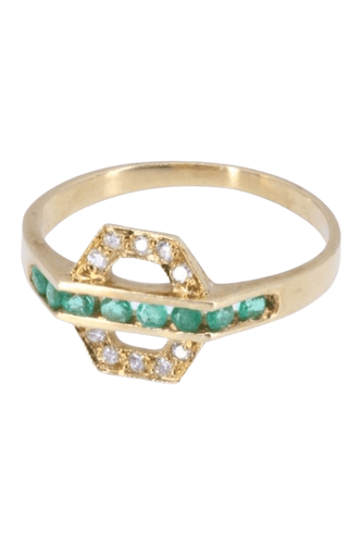 Bague 49 Bague moderne émeraudes et diamants 58 Facettes 085421