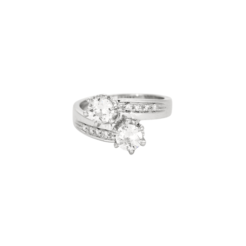 Bague 52 Bague Toi et Moi vintage or blanc diamants 58 Facettes 230 448