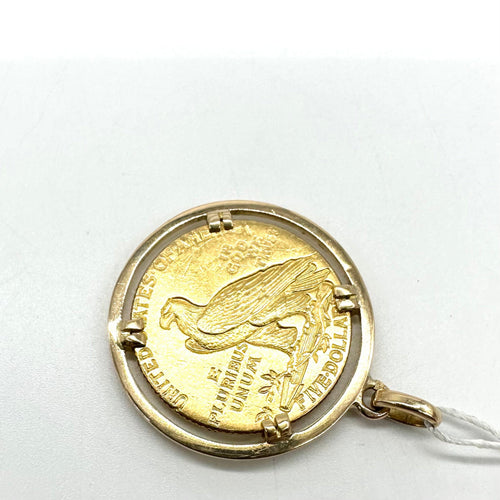 Pendentif Pendentif porte-pièce tête d’Indien en or jaune 750 58 Facettes Z1351644