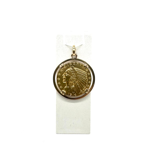 Pendentif Pendentif porte-pièce tête d’Indien en or jaune 750 58 Facettes Z1351644