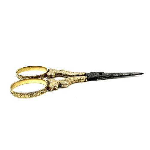 Ciseaux en acier et or jaune 750 millièmes, époque 1900 58 Facettes Z1351721