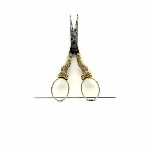 Ciseaux en acier et or jaune 750 millièmes, époque 1900 58 Facettes Z1351721