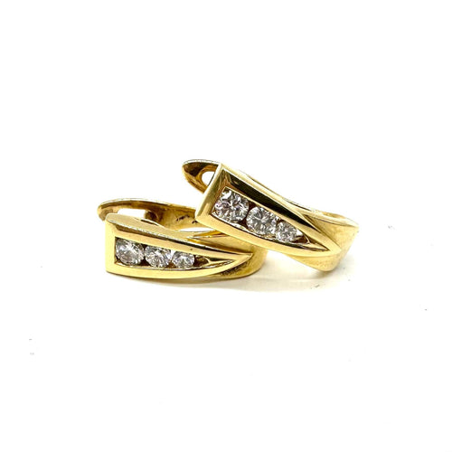 Boucles d'oreilles Boucles d'oreilles trilogie en or jaune 750 et diamants 58 Facettes Z15B50540
