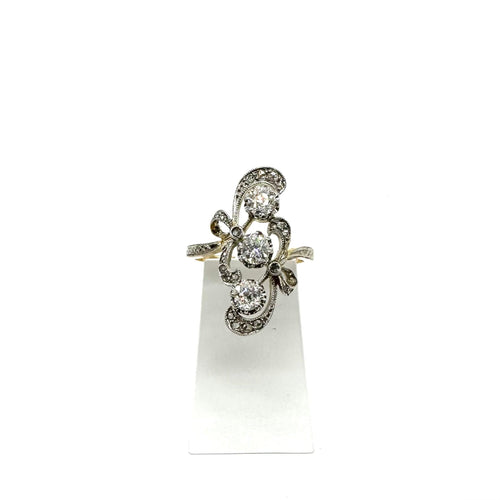 Bague 54 Bague Belle Époque en or jaune et blanc 18 carats et diamants 58 Facettes Z15B51356