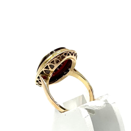 Bague 50 Bague camée en or jaune 750, coquille et agate 58 Facettes Z15B51441