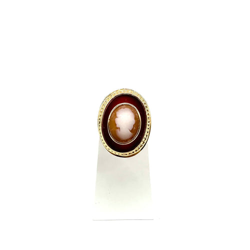 Bague 50 Bague camée en or jaune 750, coquille et agate 58 Facettes Z15B51441