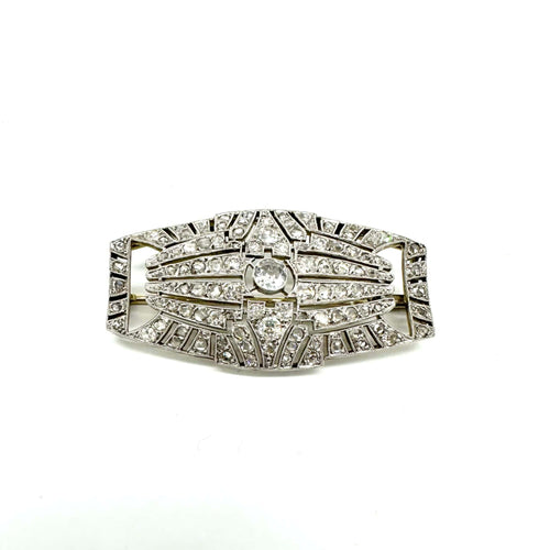 Broche Broche Art déco en platine et or blanc 750 avec diamants 58 Facettes Z15B51526